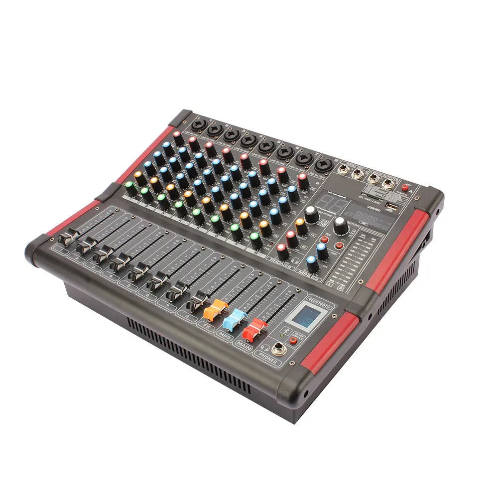 Good price 99 DSP audio mixer 8 channel  audio console professional digital echo mixer power amplifier