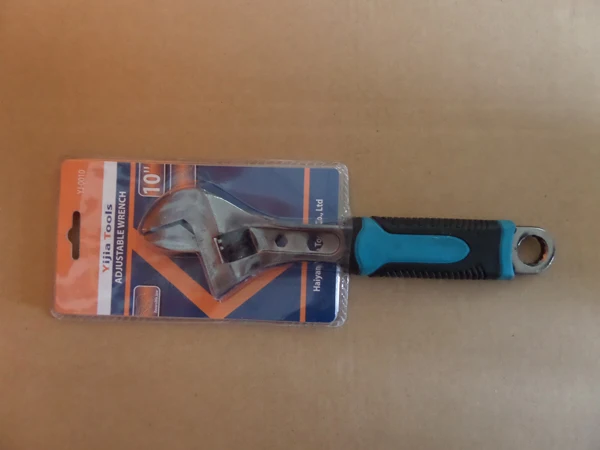 Half Slide Blister packing adjustable wrench with 3 color-plastic handle for DIY