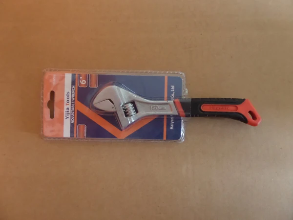 Half Slide Blister packing adjustable wrench with 3 color-plastic handle for DIY