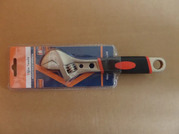 Half Slide Blister packing adjustable wrench with 3 color-plastic handle for DIY