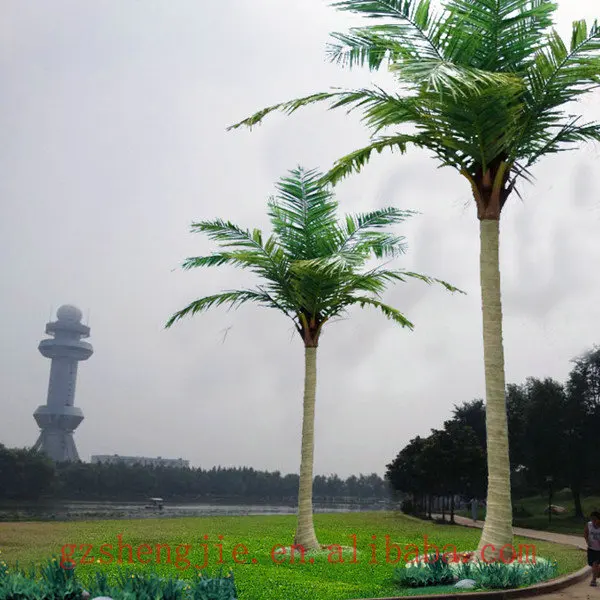 UV protection artificial fiberglass palm tree trunk with plastic leaves