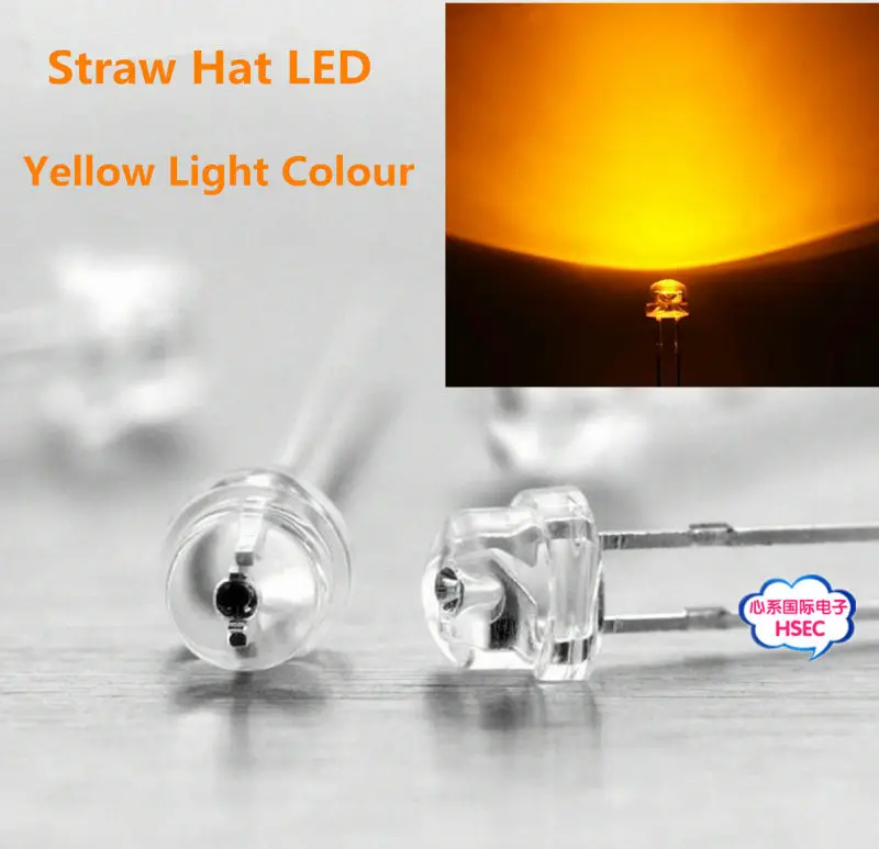 456/25 # led wide angle orange 25pcs-straw hat led 4,8mm