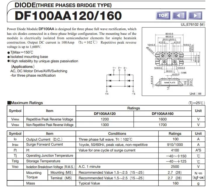 Новые имеющиеся в наличии IGBT модуль 100A 1600 светодиод DF100AA160 диодный мост выпрямителя генератор с выпрямительным