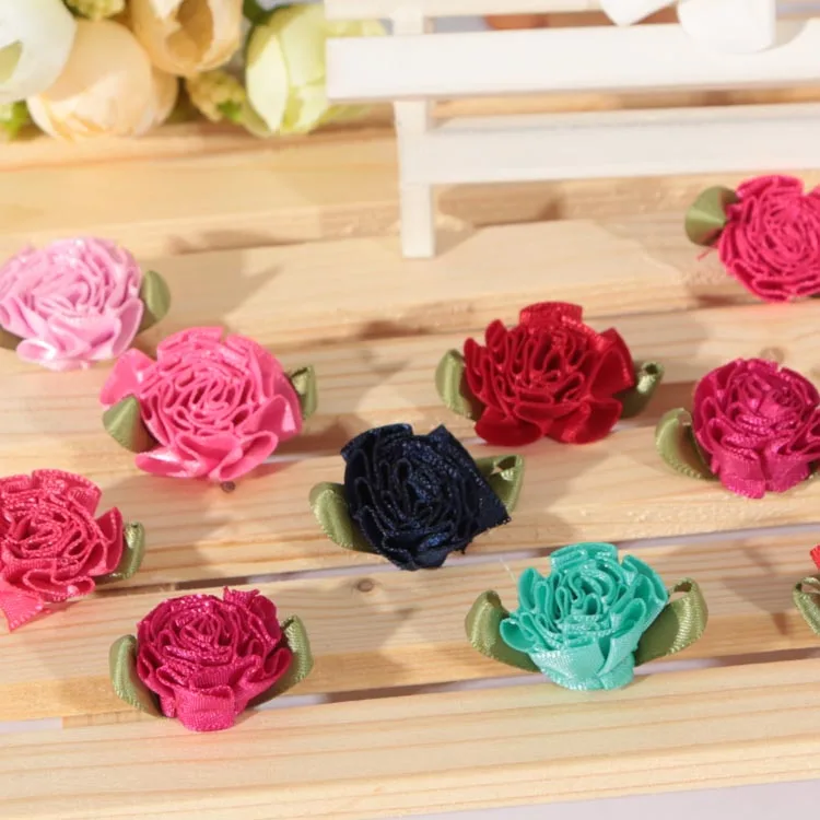 Cheap Popular Satin Ribbon Rose Flower Handmade Smooth Rosette Use In Garment Corsage Wedding Bouquet