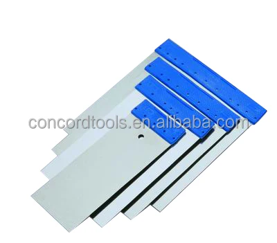 Japanese Style 4pcs/set blue plastic handle putty knife, long square stainless steel blade Scraper set