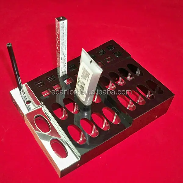 Wholesale black base clear acrylic cosmetic display, custom acrylic cosmetic display