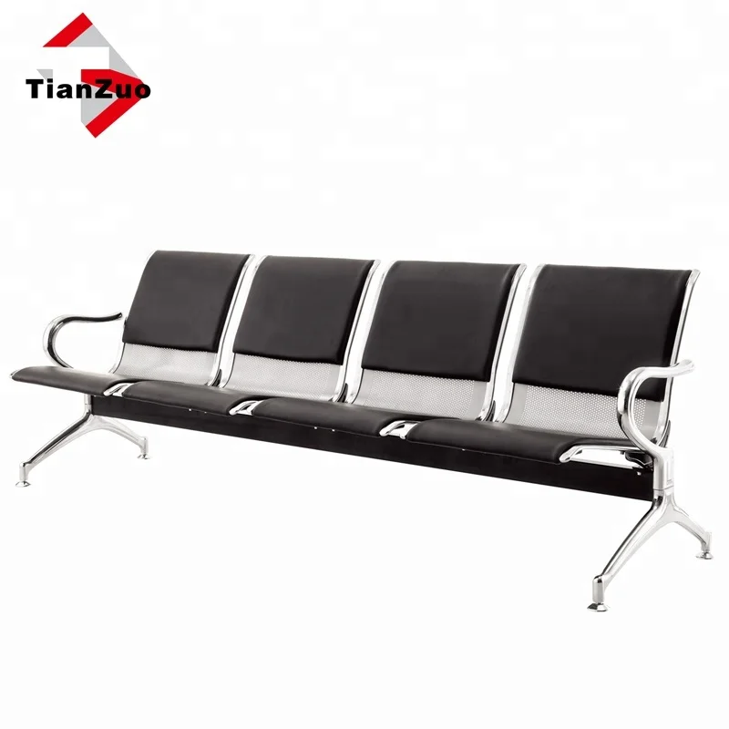 cheap 4 seater pu leather cushion waiting room beam bench