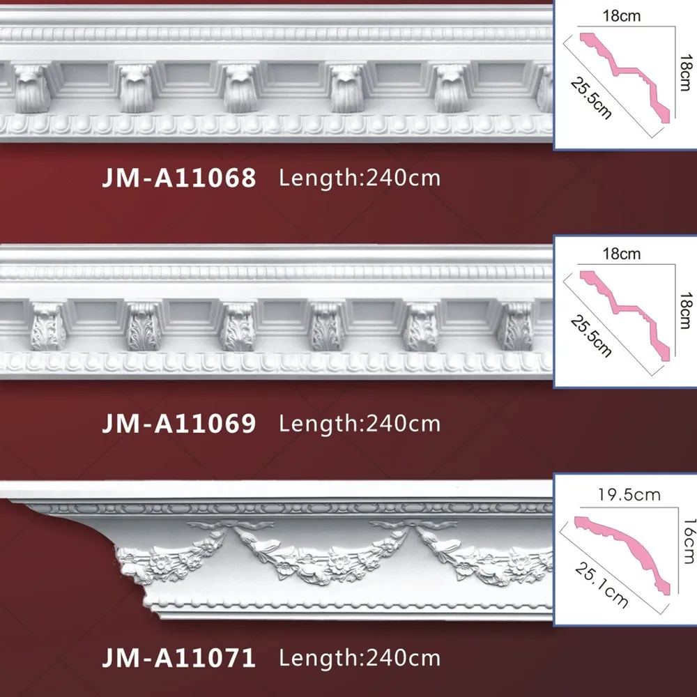 Polyurethane High Quality beautiful cheap pu decor molds for gypsum cornice molding