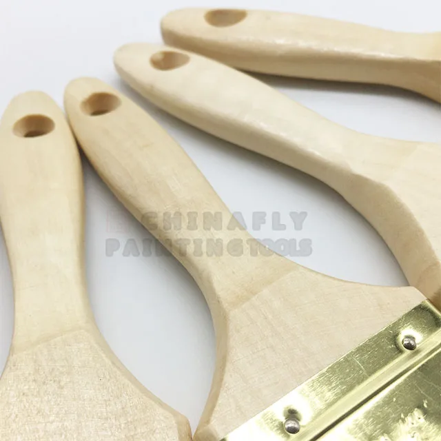 
CTPBS0002 Factory Price Beaver Varnished Wooden Handle brass-plate ferrule Paint Brush Polyester Filament Paint Brush set 