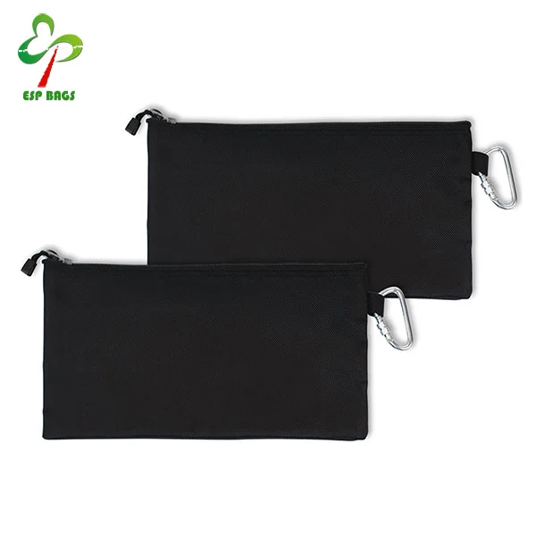 
2 Pcs functional slim light small tool bag with carabiner, premium heavy duty nylon zipper pouch for electronic accessories 