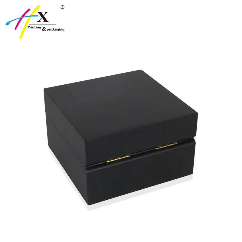 black square watch wood box for large face watches with pocket inside