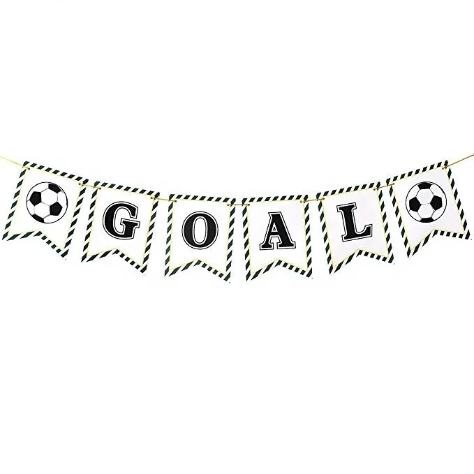 Boy Soccer Party Decorations Goal Banner Paper Lantern Pom Poms Honeycomb for World Cup Soccer Sports Themed Birthday Party