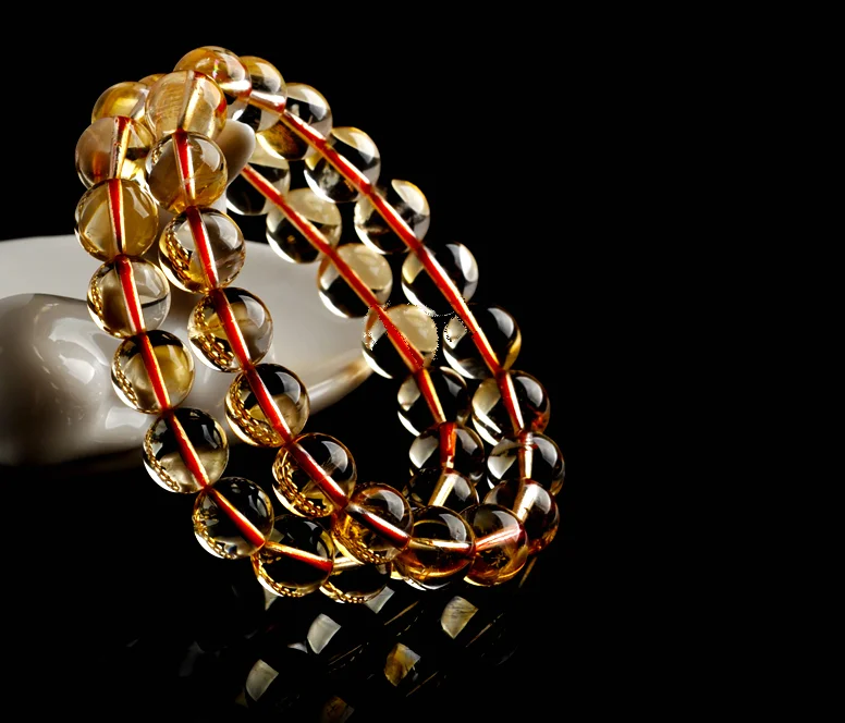 2018 Fashion Natural Round Beads Stretch Citrine Bracelets