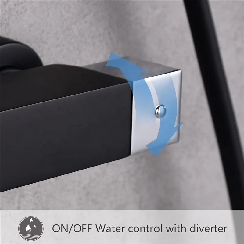 Gold thermostatic mixer robinet colonne de douche wall mounted bathroom matte black rainfall rain bath & shower mixer faucet set