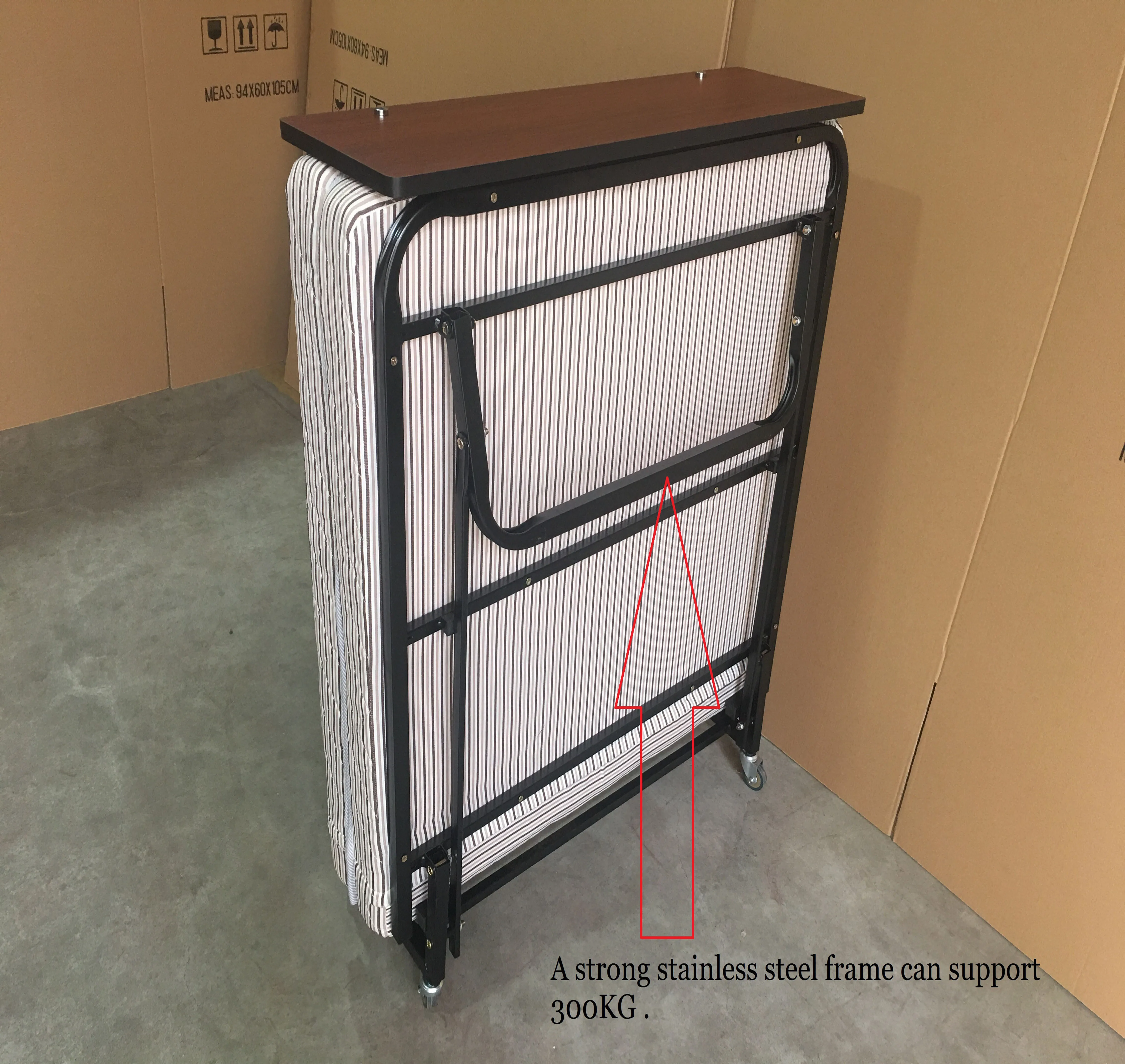 Folding Bed with Mattress Portable Hotel Used Steel Home Furniture Bedroom Furniture Carton Iron Modern Soft Bed 10 Pieces