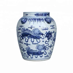 Bule and white porcelain home decorate ,big antique ceramic jar for pictures ,umbrella and fish with good price and high quality