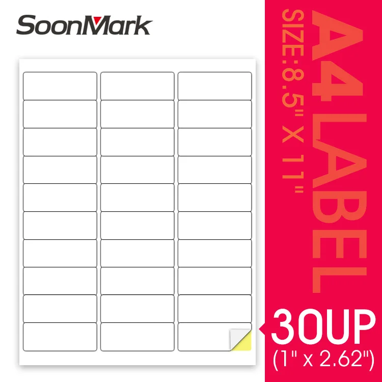 Address Label Sticker 30pcs White A4 Sheets Sticky Adhesive Products Labels for Inkjet/laser Printer