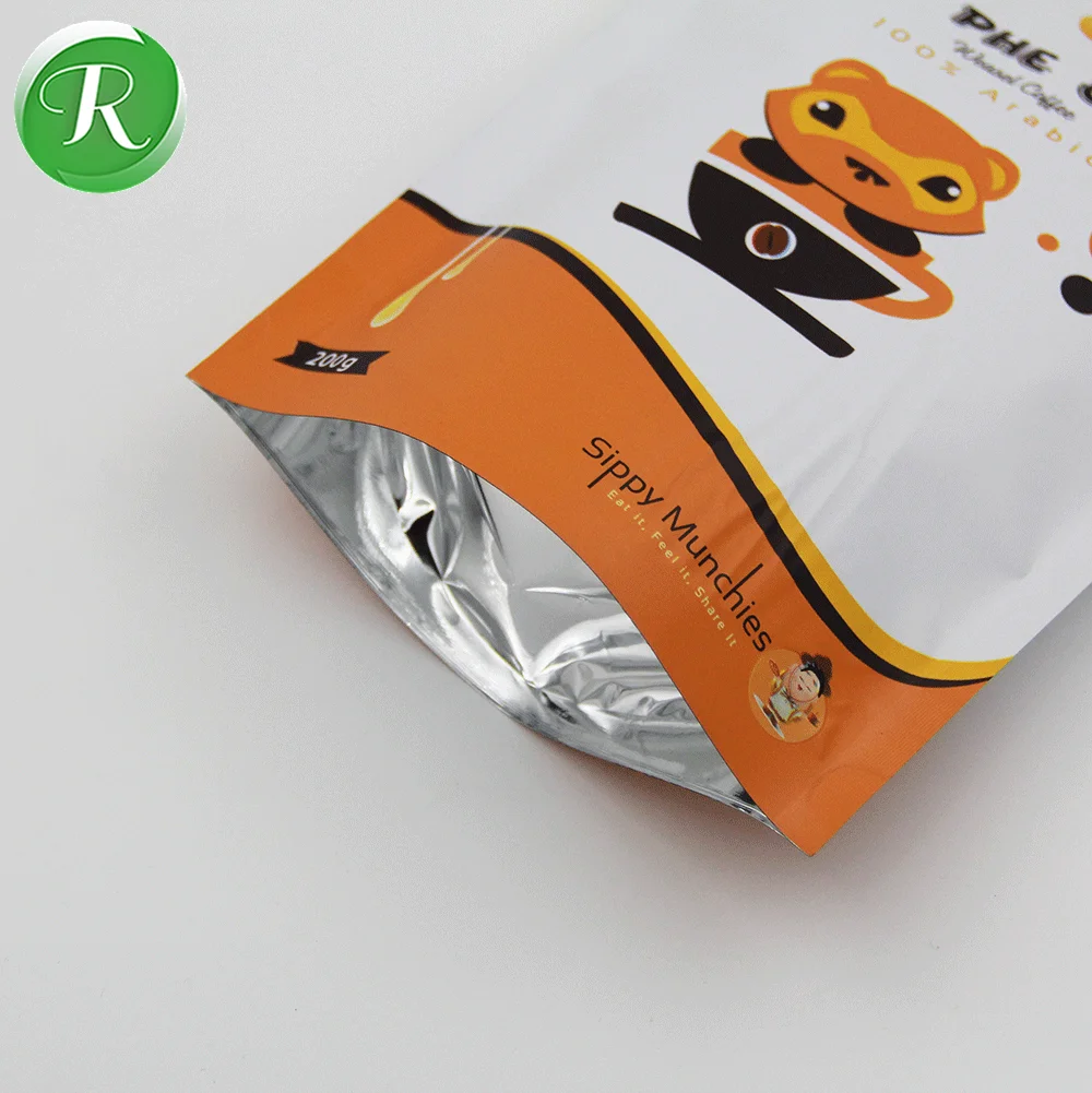 Пакеты для упаковки кофе weasel 200 г/матовая алюминиевая фольга с принтом, кофейный пакет с застежкой-молнией