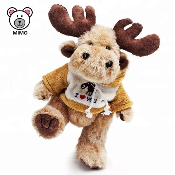 Fashion Xmas Gift Plush Deer Moose Toy With Hoodies Custom Embroider LOGO Soft Elk Toy Stuffed Animal Christmas Reindeer Plush