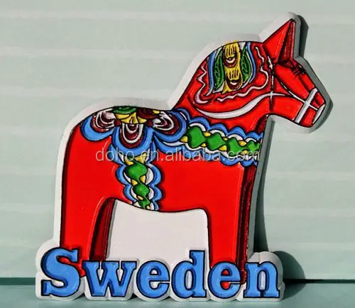 Most popular Custom magnetic memo board,Wooden Horse of Sweden 3d custom soft pvc magnet,car shape fridge magnet ---DH20339