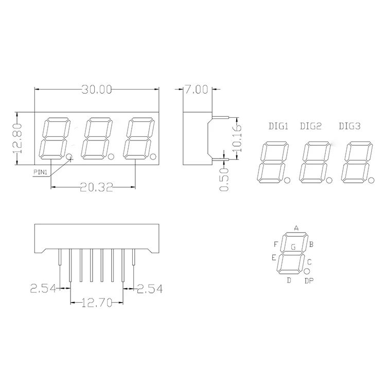 
3 digit 7 segment 0.39 inch LED digital tube manufacturer guarantees good quality and after-sales service 