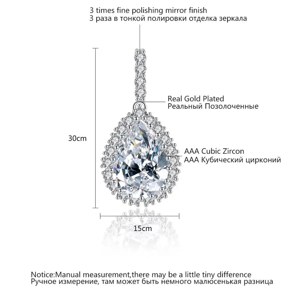 LUOTEEMI Brand Wholesale Luxury Rhodium Plated 3A Cubic Zirconia Tiny Clear CZ Women Wedding Bridal Earrings Waterdrop