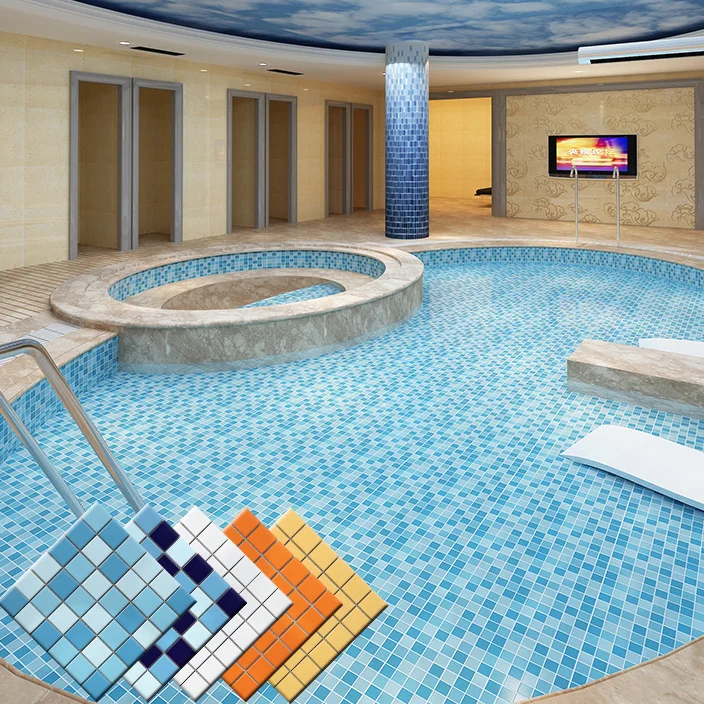 china foshan factory cheapest wonderful look glossy waterline swimming pool mosaic tiles