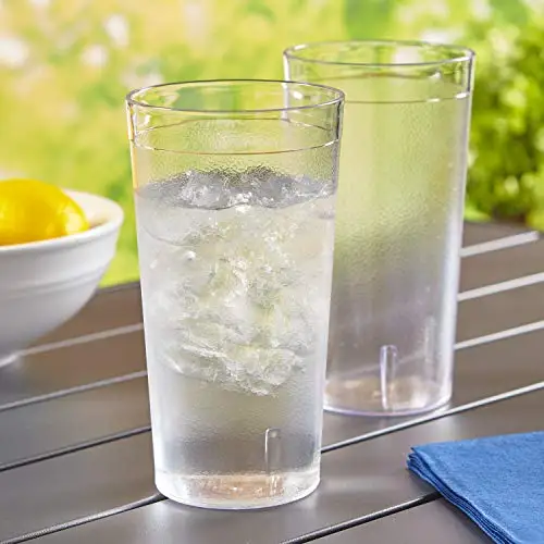 
Cafe 20 ounce Break-Resistant Plastic Cup Restaurant-Style Beverage Tumblers Set of 16 Clear 
