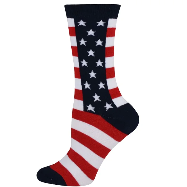 Bulk Wholesale Custom Design National Flag Dress Socks, China Factory Cotton American Flag Dress Socks