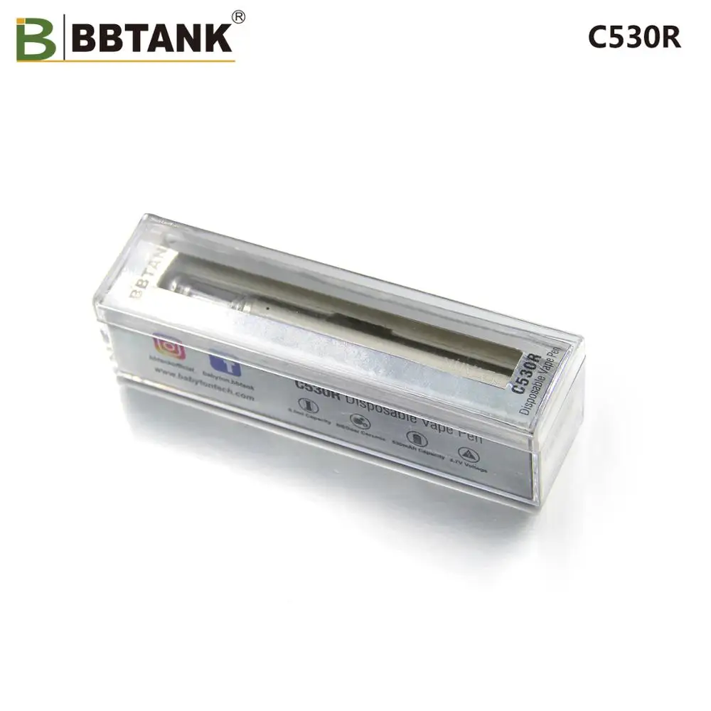 
custom print disposable CBD vape pen BBTANK C530R micro usb 530 mah battery .5ml cbd pens 