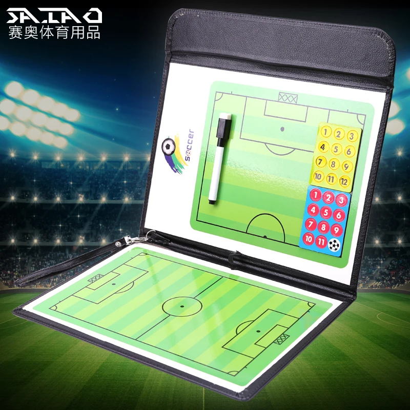 3folding soccerl tactic board with pen , pawns,eraser