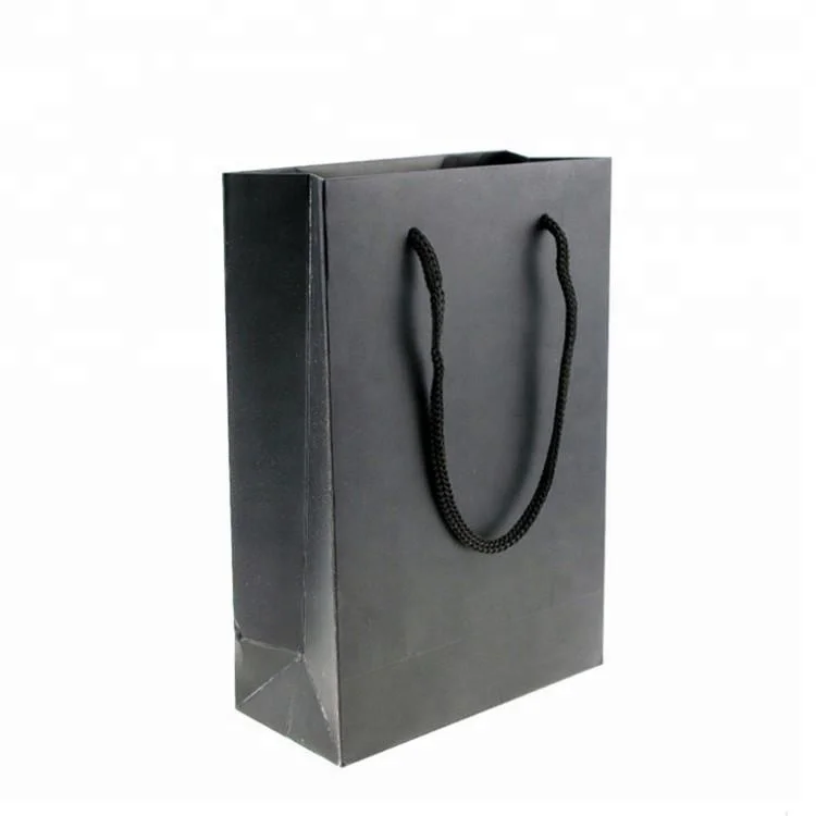 Custom Black Glossy Art Paper Packing Paper Bags For Shopping and Gifts