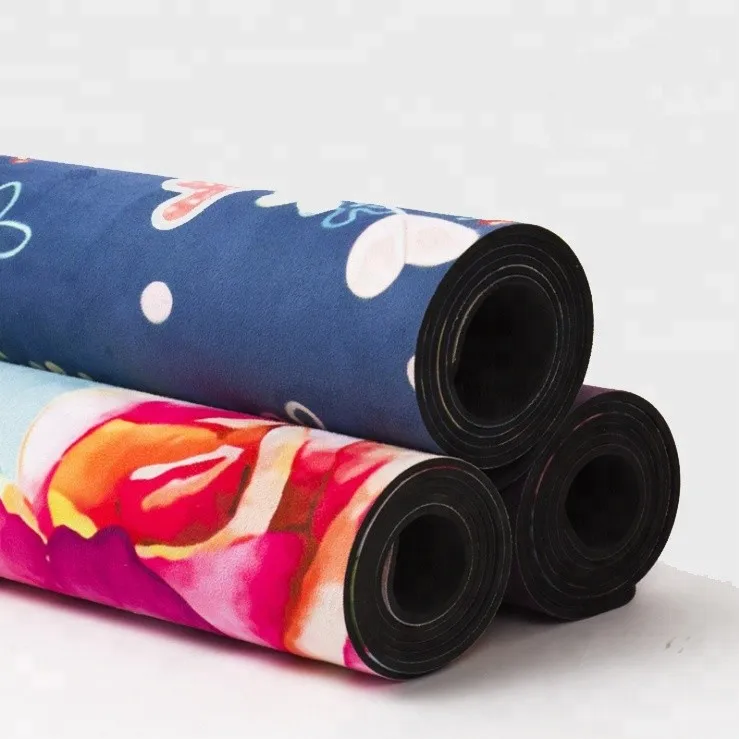 2021 Factory Price Private Label custom print logo eco Friendly Suede Natural Rubber Yoga Mat for outdoor fitness gym