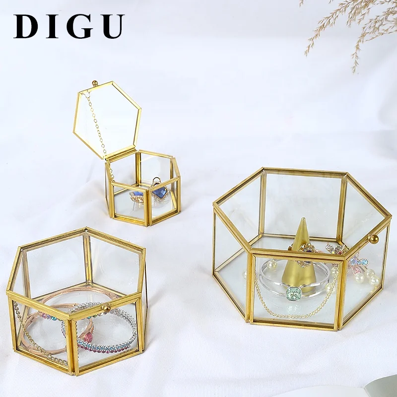 DIGU европейские коробки для ювелирных изделий в стиле ретро сделанные на заказ откидные зеркальные стеклянные хранения