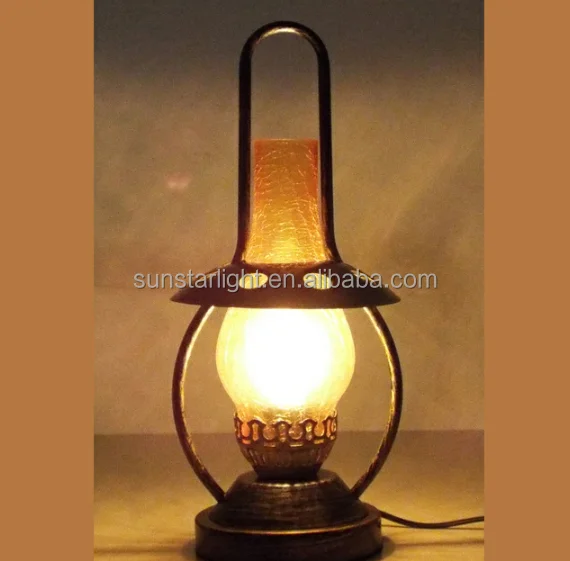 Antique Simple Wrought Iron Kerosene Table Lamp