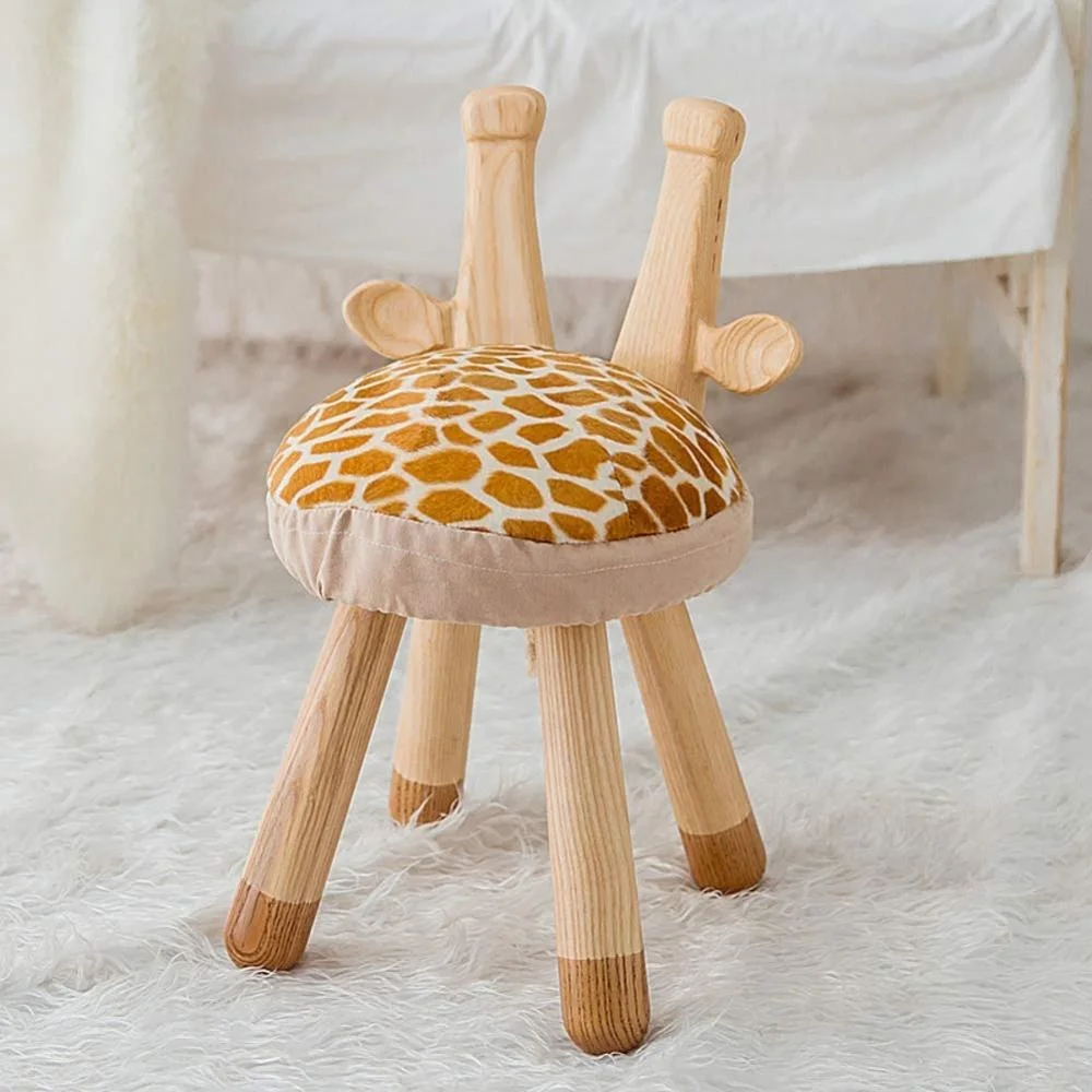 Living room furniture seating wooden lounge chair animal stool deer rabbit cow sheep giraffe animal step stool for kids