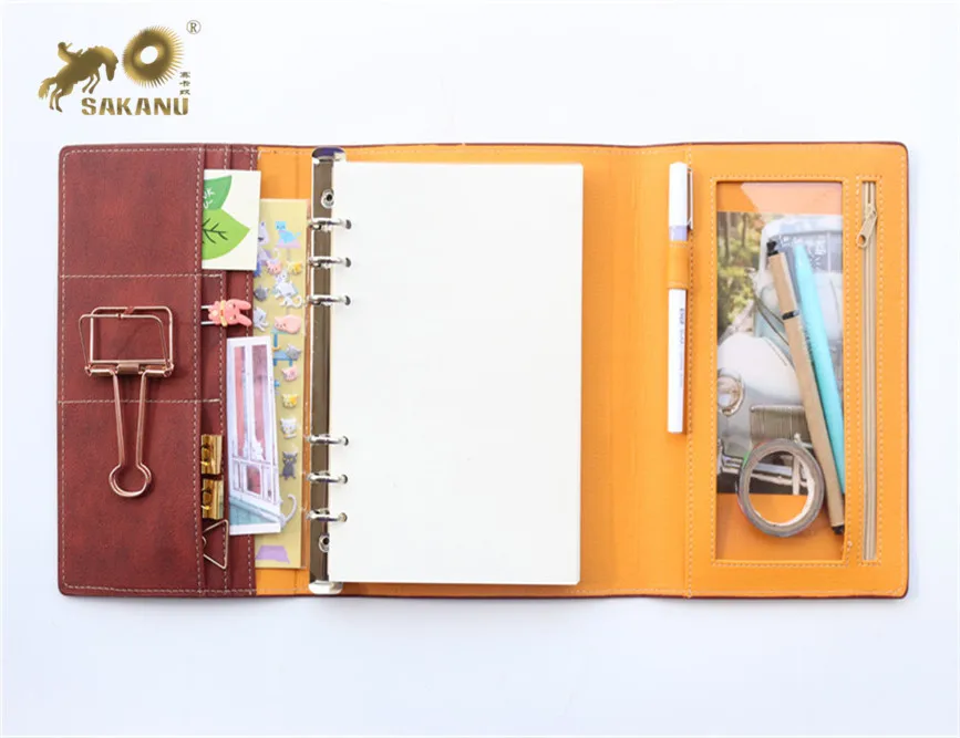PU classic vintage leather office school spiral notebooks ,fine bandage binder agenda planner organizer