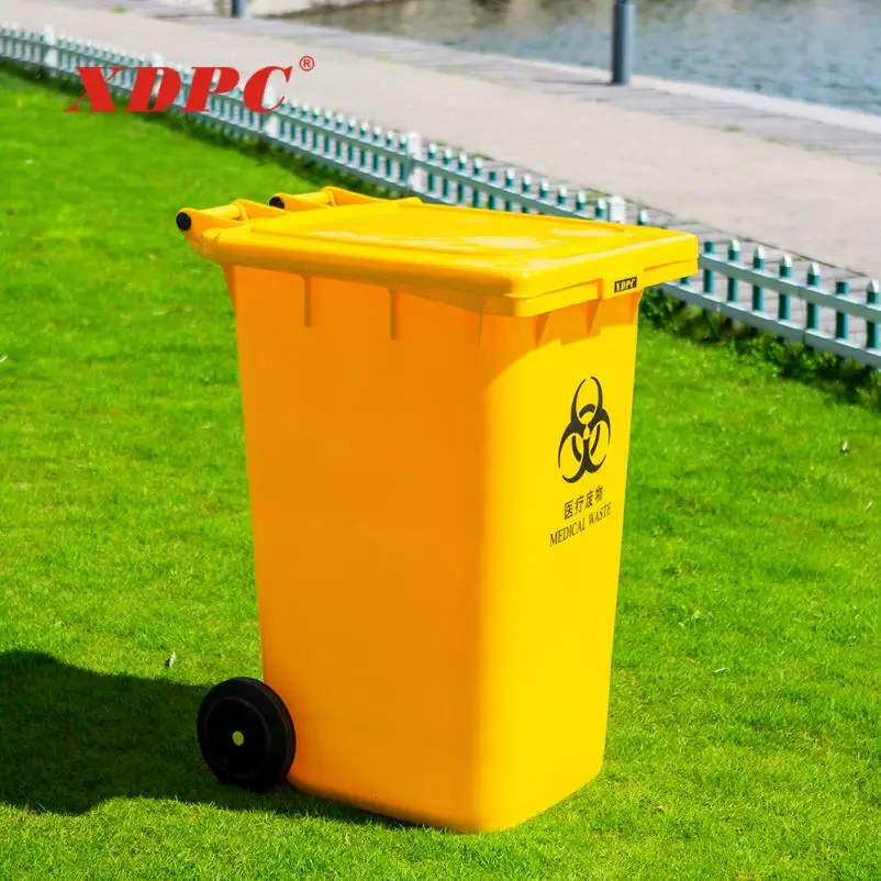 Hospital medical plastic waste container dustbin with wheel