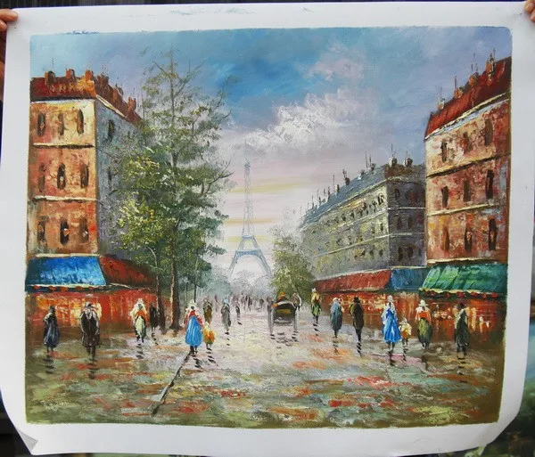 50% off Existing samples Paris street scenery hand painted Wall Pictures painting ZQ-184