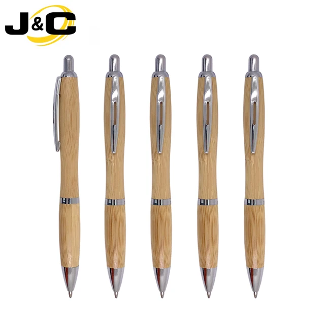 
Top selling retractable bamboo pen with colored matching trims 