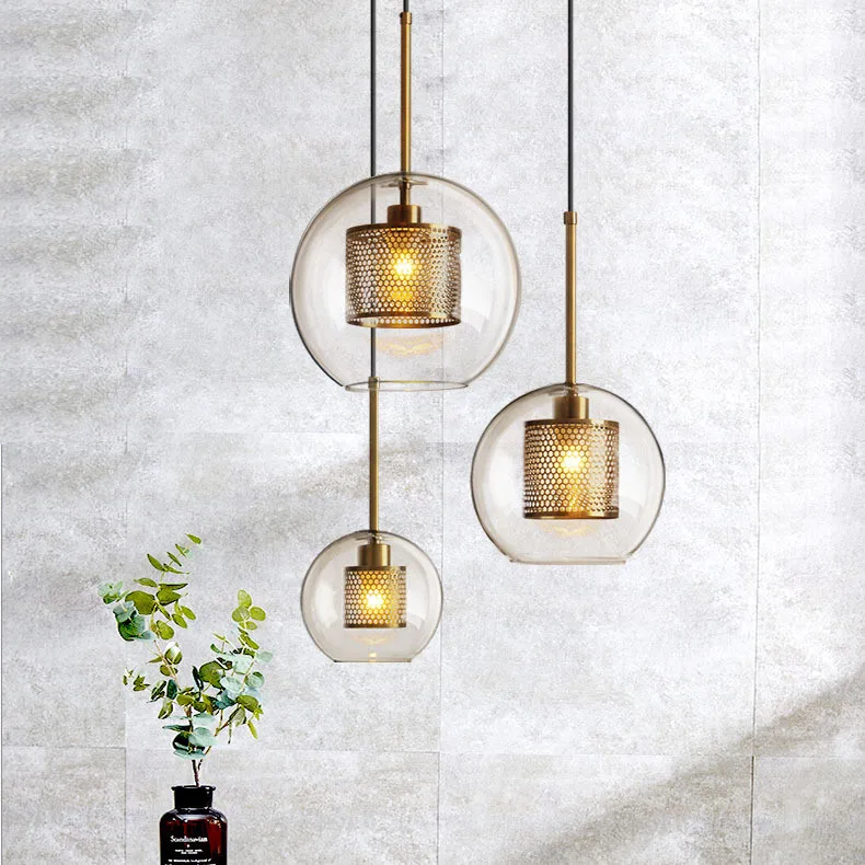 Post Modern Pendant Light Suspension Glass Ball Lamp For Hotel
