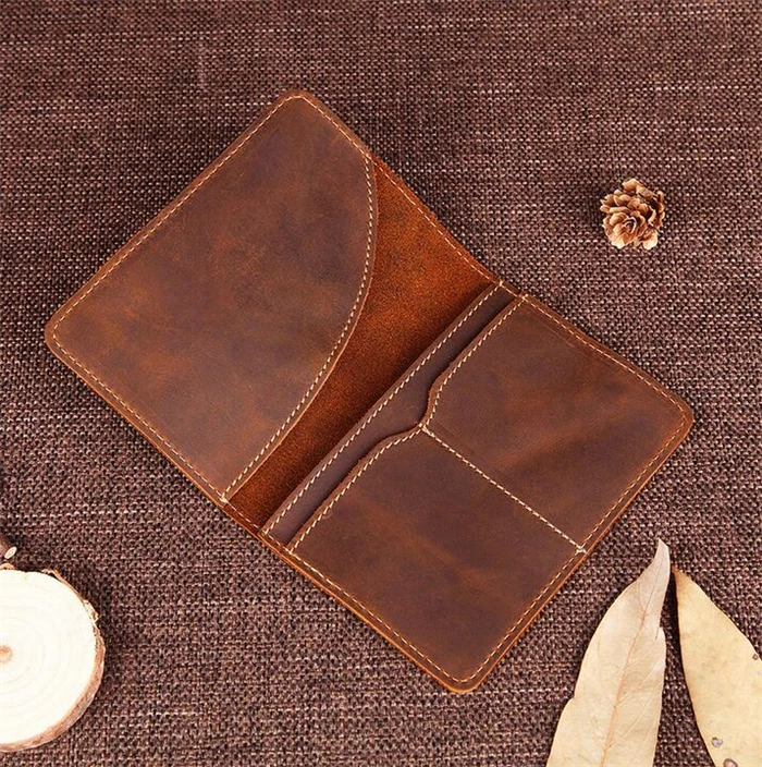 Hot Sale Crazy Horse Leather Passport Holder Man Wallet
