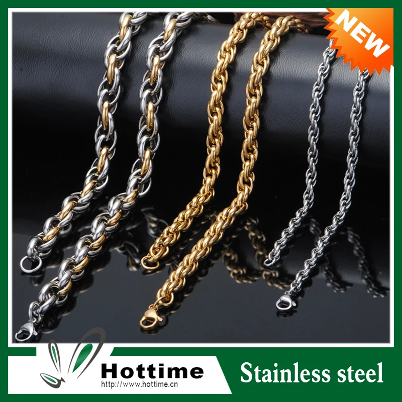 Hottime Wholesale 24K Gold Plating Stainless Steel Chunky Fashion Jewelry colorful necklace