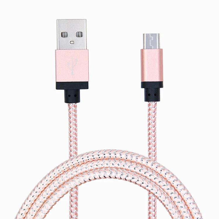 
Best sellers built-in gold thread braided micro usb charger data sync cable for android phones 