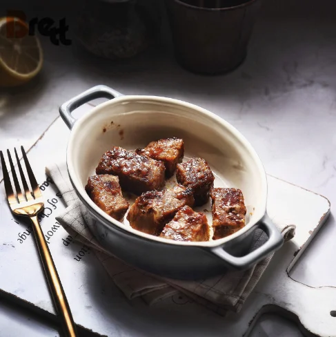 Столовая посуда из Гуанчжоу, жаростойкая серо-фарфоровая суповая посуда с крышкой