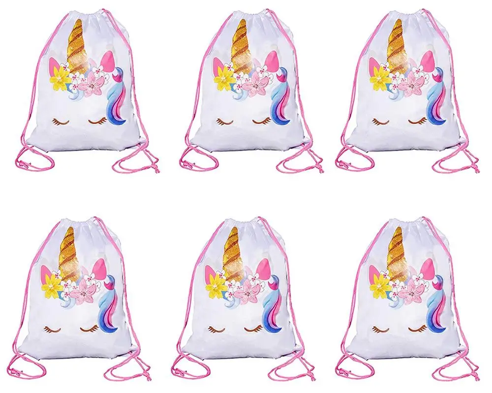 2019 100% Design Fashion Eco Friendly Gift polyester Unicorn Drawstring Bag for kid