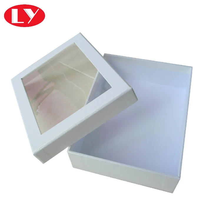 Decorative Coated Paper Texture Paper Cardboard Boxes with Clear Window Lid