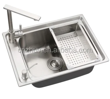 High Quality Undermount Kitchen 304 Multifunction Stainless Steel Sink with Trash Bin