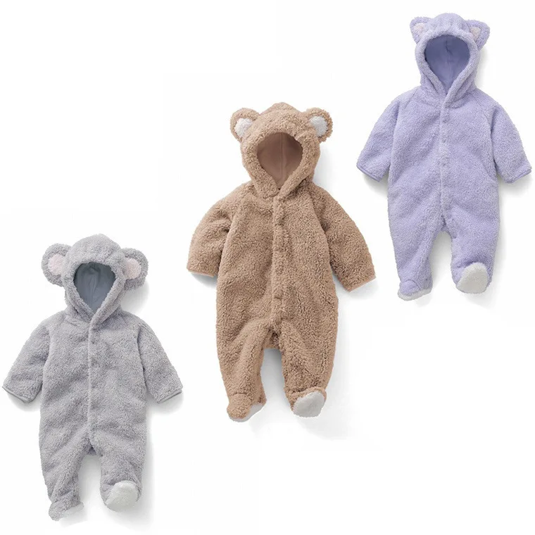 Детский хлопковый комбинезон с длинными рукавами и принтом «Медведь»