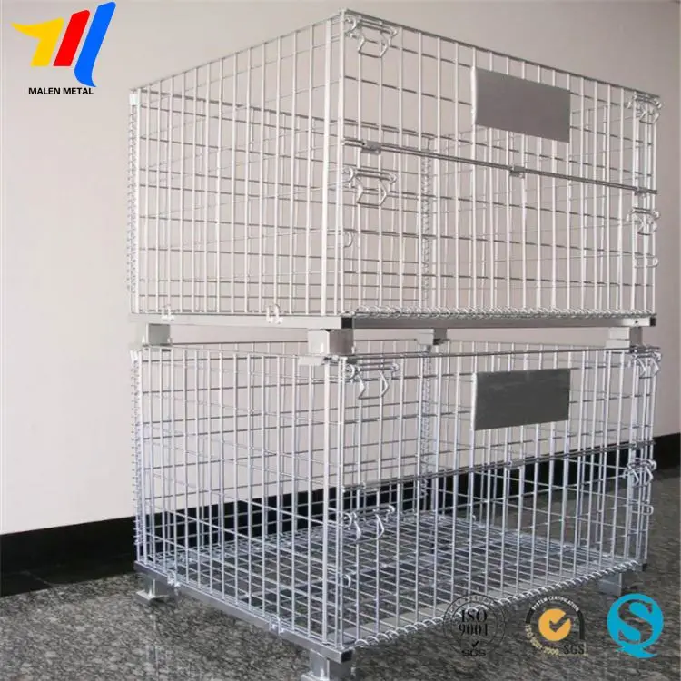 
Storage Welded Collapsible Metal Stackable Mesh Container Wire Folding Crate Cage 